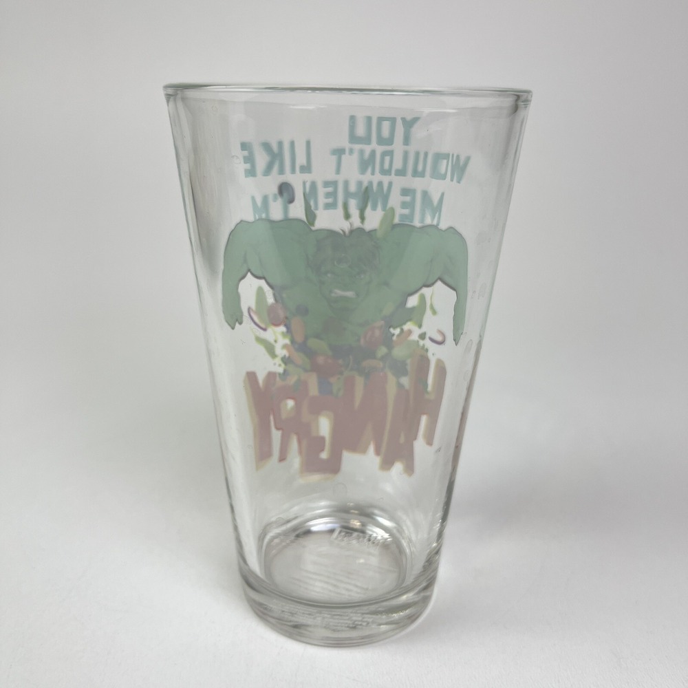 Marvel Comics The Hulk You Wouldnt Like Me When Im Hangry Water Soda Glass 16 oz - Picture 7 of 12